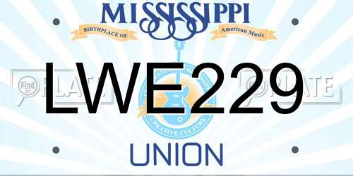LWE229 Mississippi License Plate