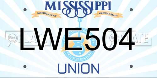 LWE504 Mississippi License Plate