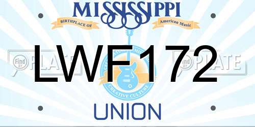 LWF172 Mississippi License Plate