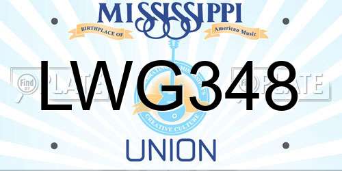 LWG348 Mississippi License Plate