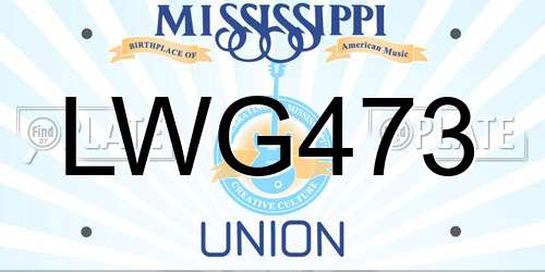 LWG473 Mississippi License Plate