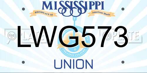 LWG573 Mississippi License Plate