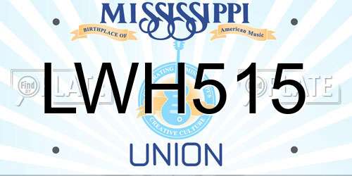 LWH515 Mississippi License Plate