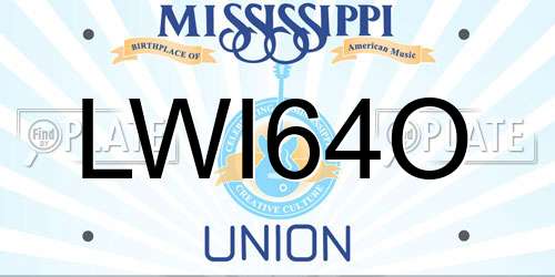 LWI64O Mississippi License Plate