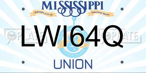 LWI64Q Mississippi License Plate