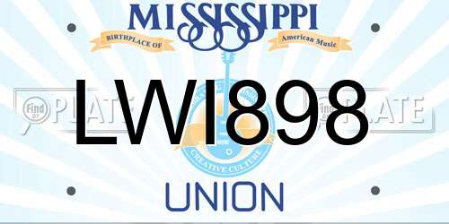 LWI898 Mississippi License Plate