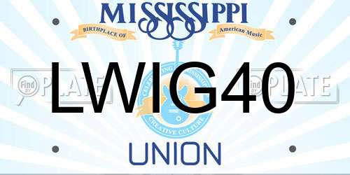 LWIG40 Mississippi License Plate