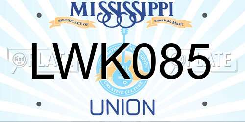 LWK085 Mississippi License Plate