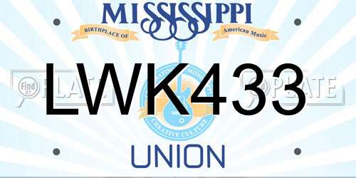LWK433 Mississippi License Plate