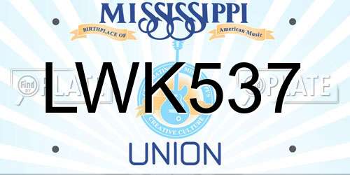 LWK537 Mississippi License Plate