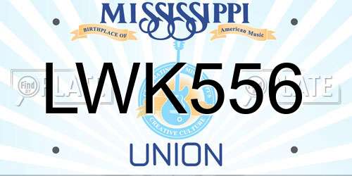 LWK556 Mississippi License Plate