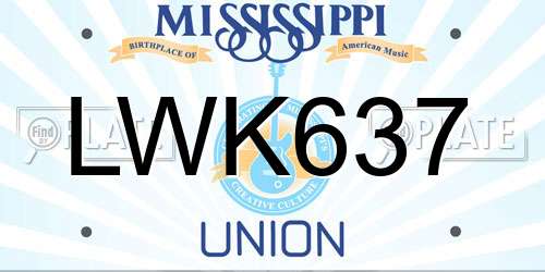 LWK637 Mississippi License Plate