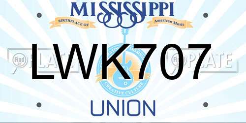 LWK707 Mississippi License Plate
