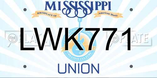 LWK771 Mississippi License Plate