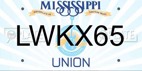 LWKX65 Mississippi License Plate