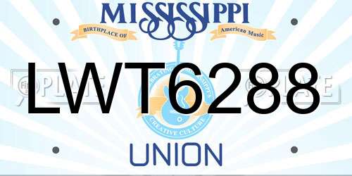 LWT6288 Mississippi License Plate