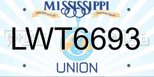 LWT6693 Mississippi License Plate
