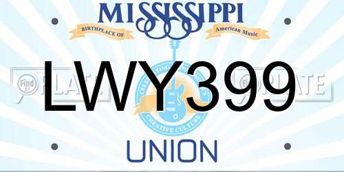 LWY399 Mississippi License Plate