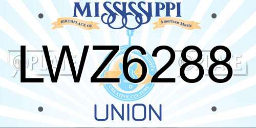 LWZ6288 Mississippi License Plate