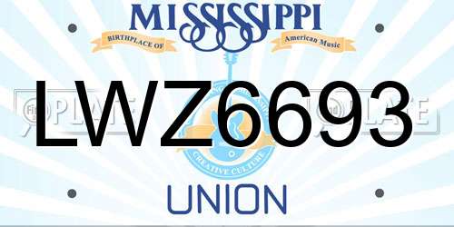 LWZ6693 Mississippi License Plate