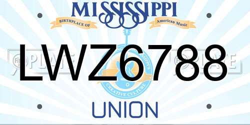 LWZ6788 Mississippi License Plate