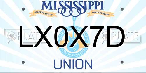LX0X7D Mississippi License Plate