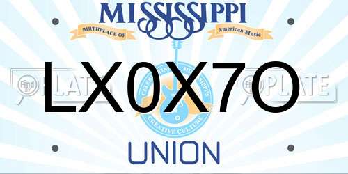 LX0X7O Mississippi License Plate