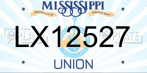 LX12527 Mississippi License Plate
