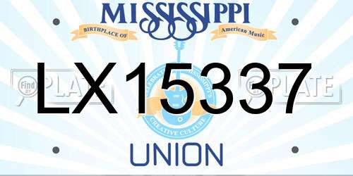 LX15337 Mississippi License Plate