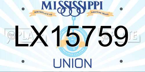 LX15759 Mississippi License Plate