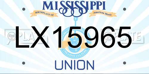 LX15965 Mississippi License Plate