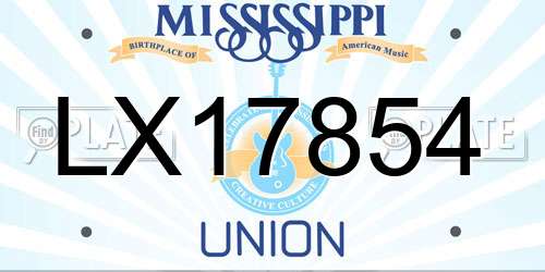 LX17854 Mississippi License Plate