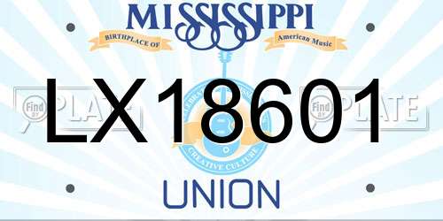 LX18601 Mississippi License Plate
