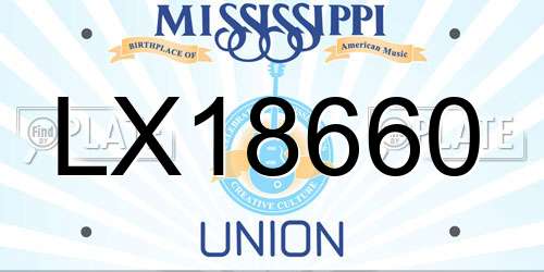LX18660 Mississippi License Plate