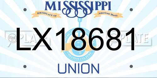 LX18681 Mississippi License Plate
