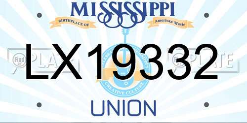 LX19332 Mississippi License Plate