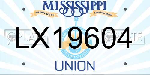 LX19604 Mississippi License Plate