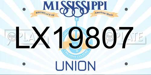 LX19807 Mississippi License Plate