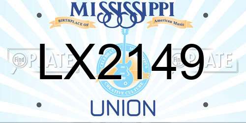 LX2149 Mississippi License Plate