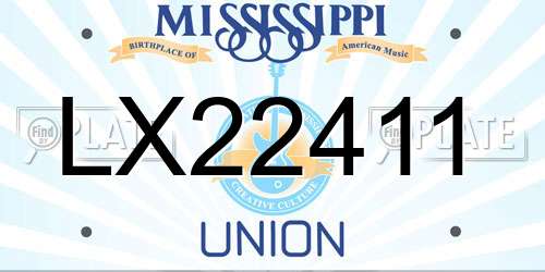 LX22411 Mississippi License Plate