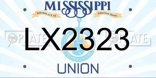 LX2323 Mississippi License Plate