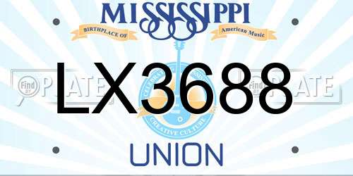 LX3688 Mississippi License Plate