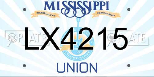LX4215 Mississippi License Plate