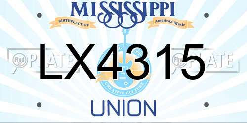 LX4315 Mississippi License Plate