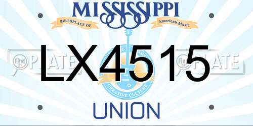 LX4515 Mississippi License Plate