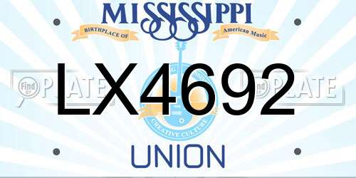 LX4692 Mississippi License Plate
