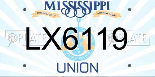 LX6119 Mississippi License Plate