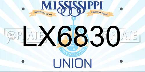 LX6830 Mississippi License Plate
