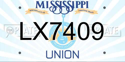 LX7409 Mississippi License Plate