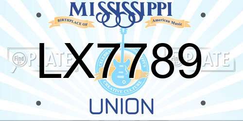 LX7789 Mississippi License Plate